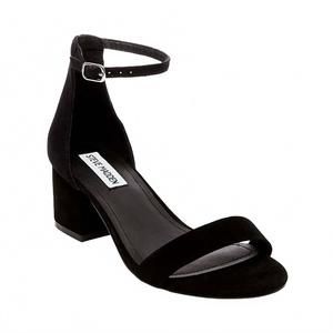 NEW STEVE MADDEN women's ireene suede wide width heel sandal in black